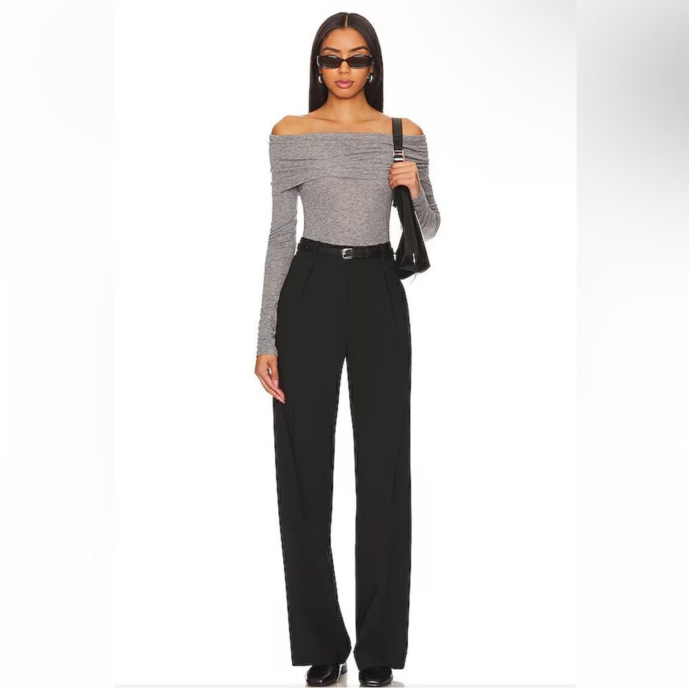 Sophie Rue classic trouser black wide straight leg dress pants Revolve M flaw